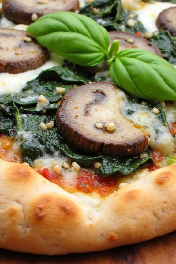 savory mushroom spinach flatbread
