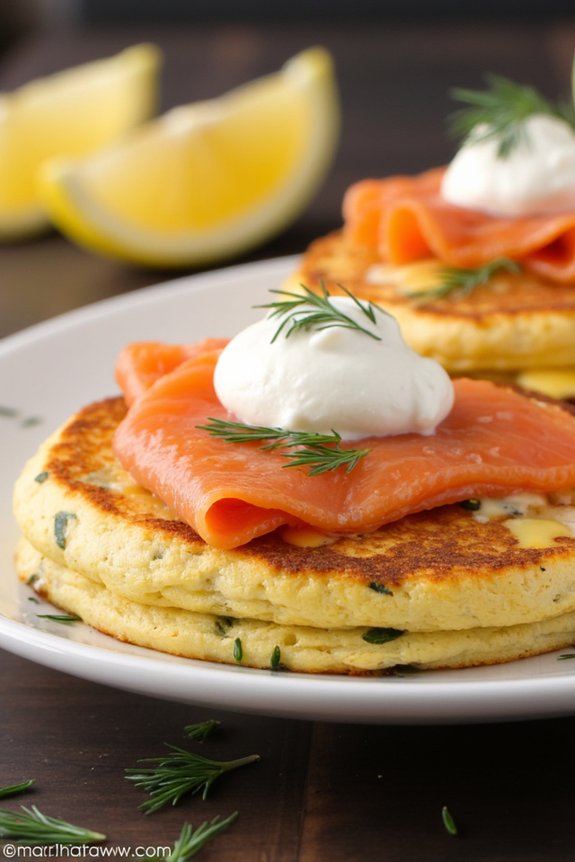 savory pancakes with salmon