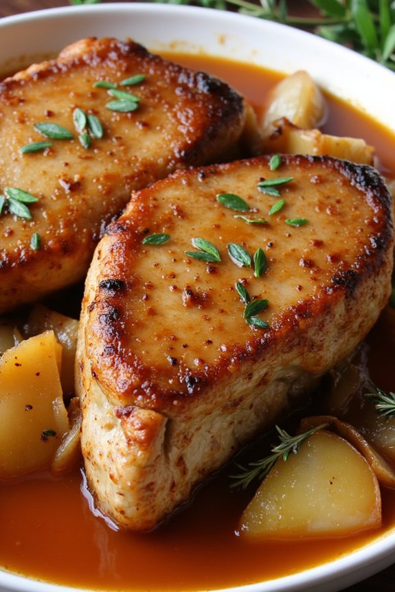 savory pork chops with apples