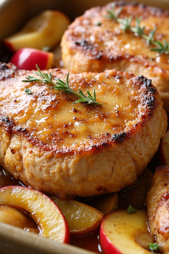 savory pork chops with apples