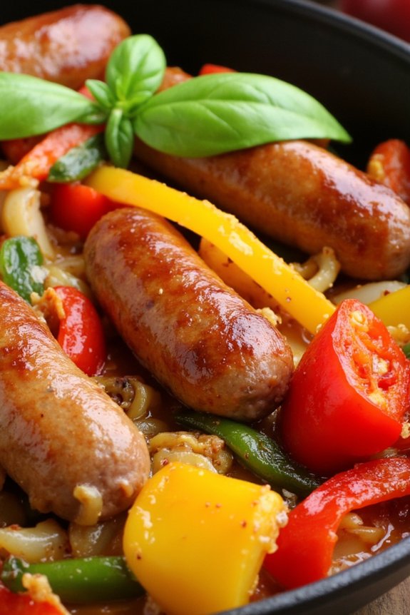 savory sausage and peppers skillet