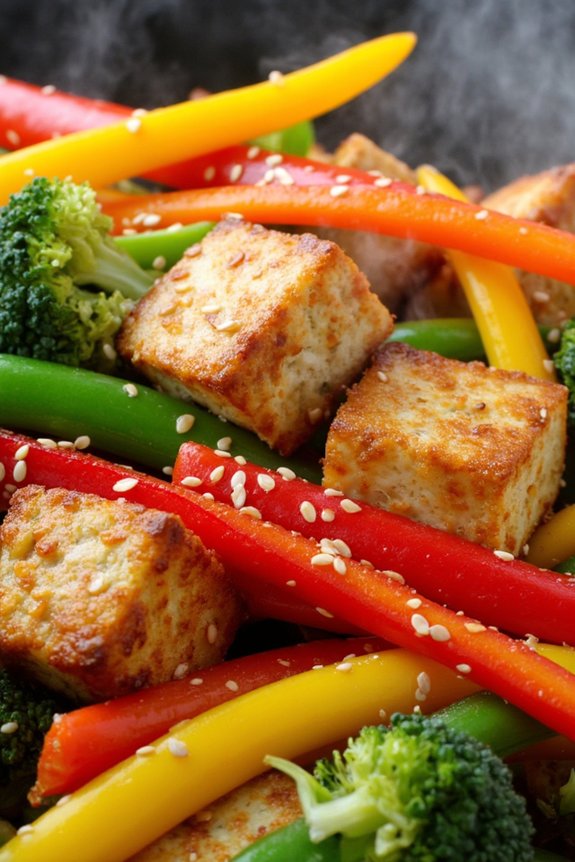 savory sesame tofu stir fry