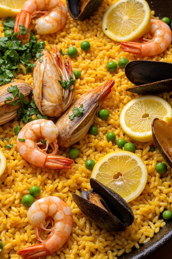seafood filled spanish paella