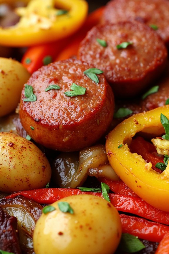 sheet pan kielbasa medley