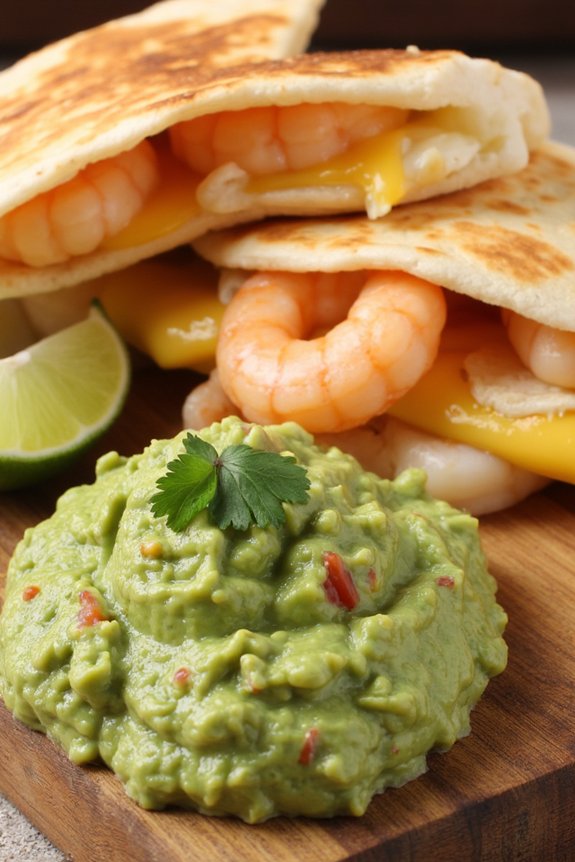 shrimp quesadillas with guacamole