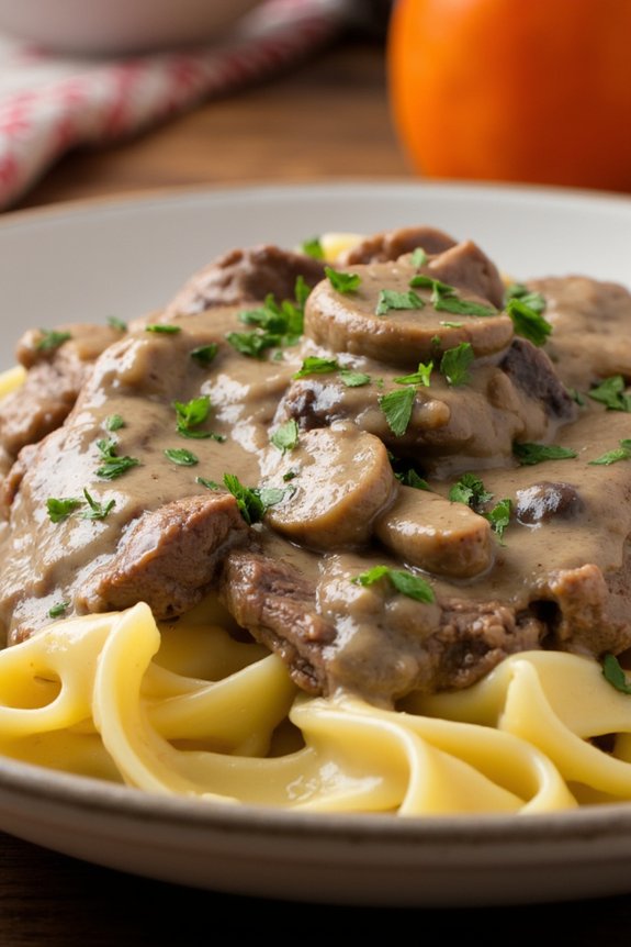 slow cooker beef stroganoff recipe