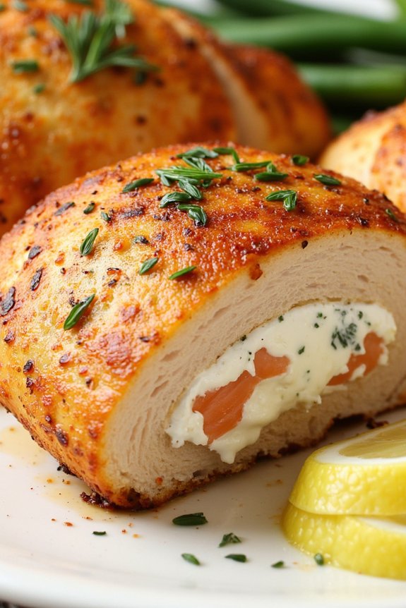 smoked salmon stuffed chicken