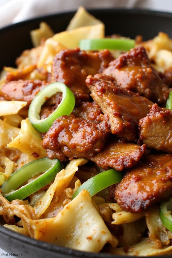smoky pork cabbage stir fry