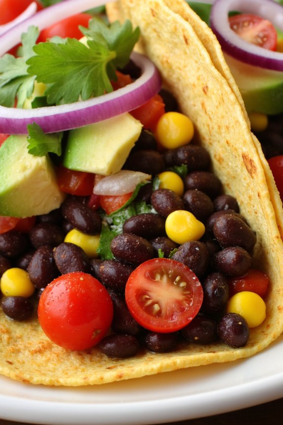 spicy black bean tacos
