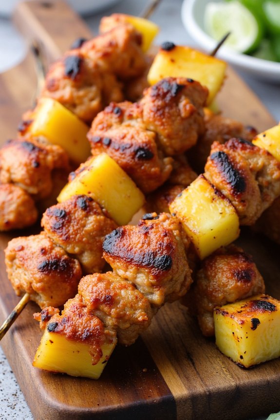 spicy chicken pineapple skewers