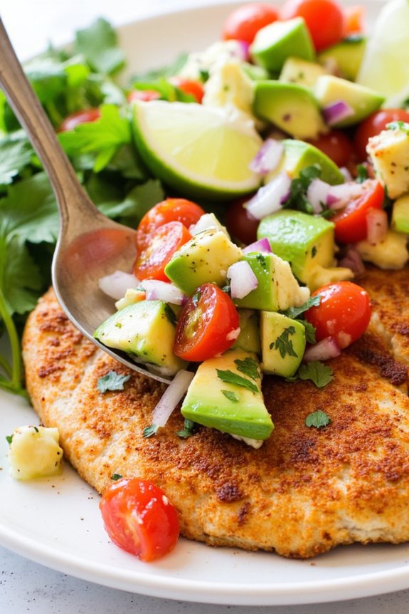spicy fish with avocado salsa
