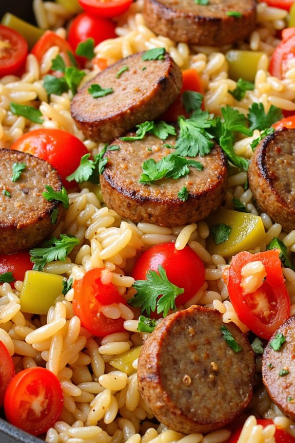 spicy sausage rice skillet