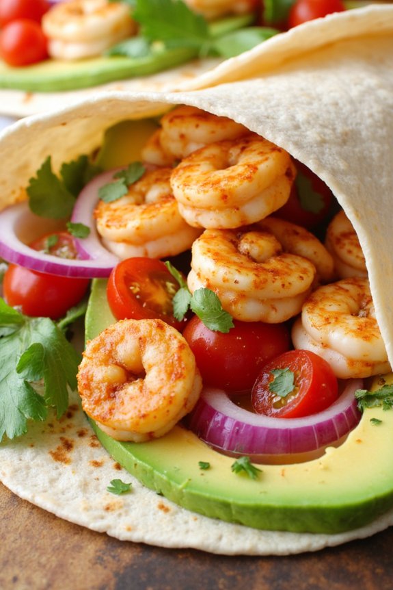 spicy shrimp avocado wraps