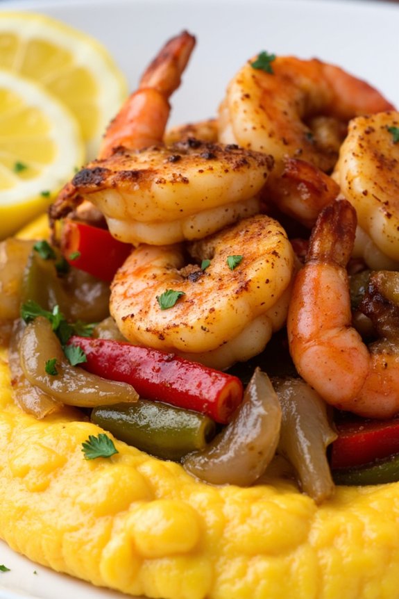 spicy shrimp over cheesy grits