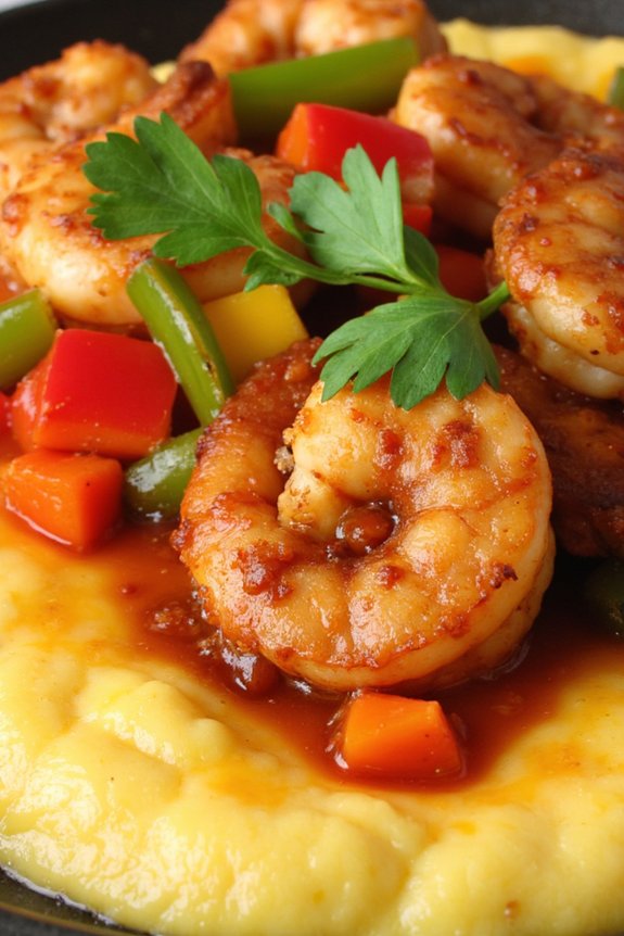 spicy shrimp over creamy grits