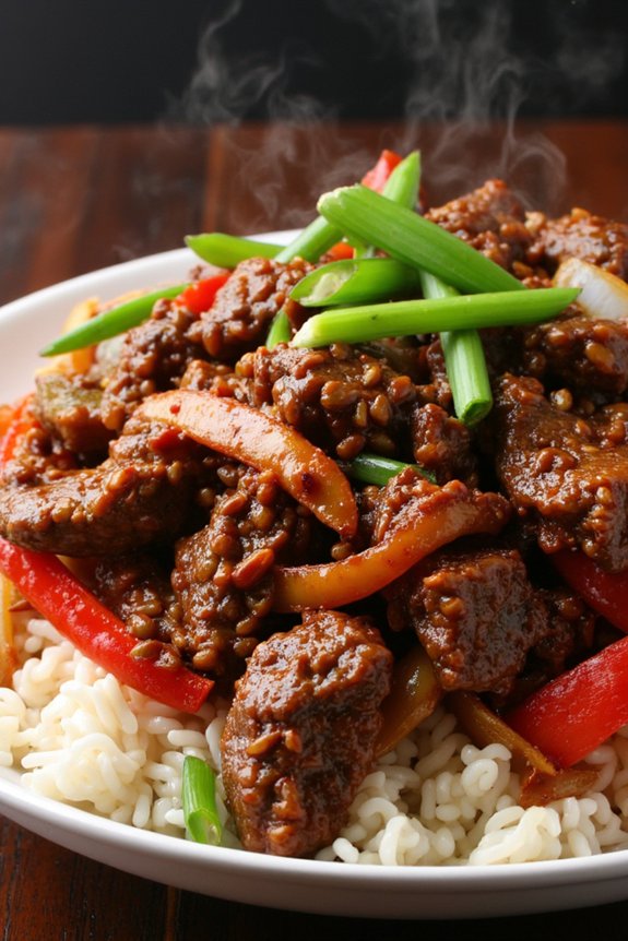 spicy szechuan beef stir fry