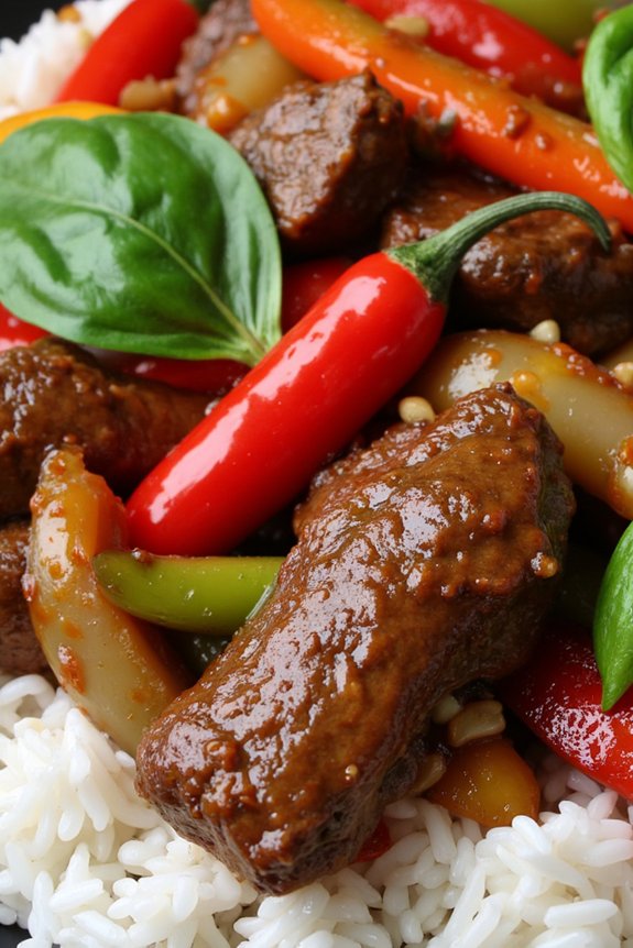 spicy thai basil beef stir fry