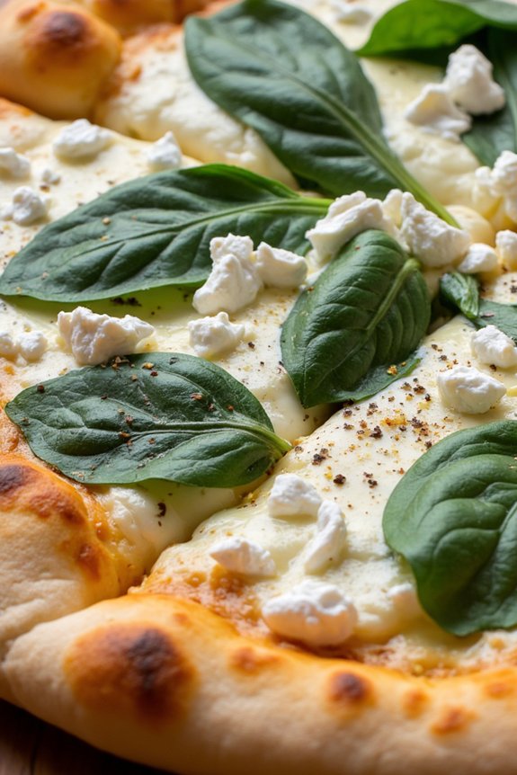 spinach feta white pizza delight