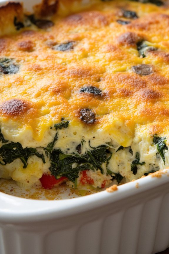 spinach mushroom egg casserole