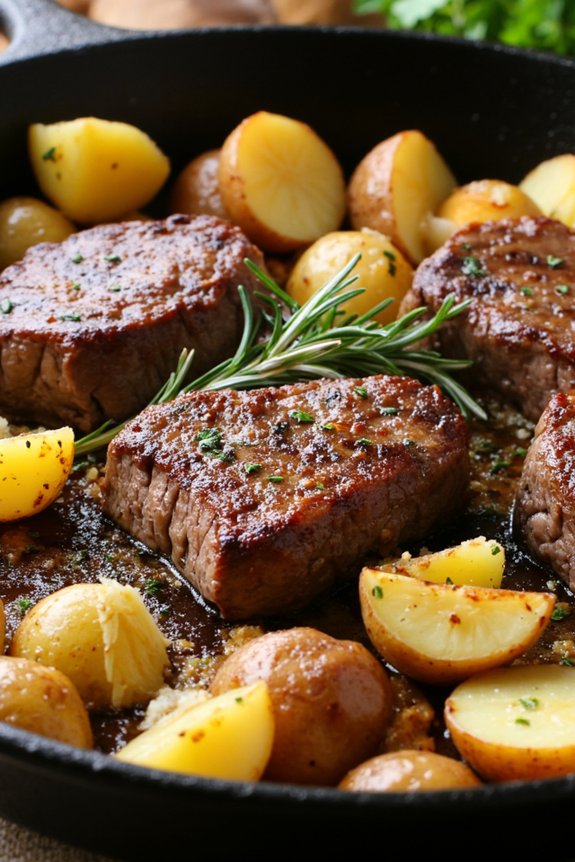 steak potatoes rosemary skillet
