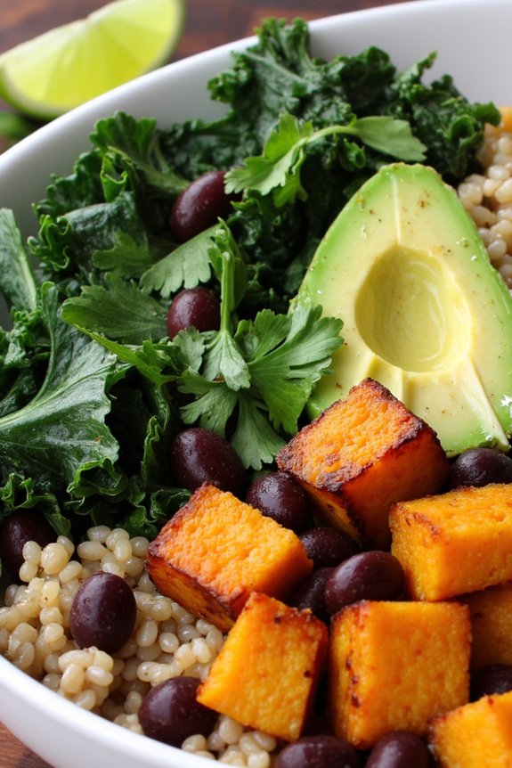 sweet potato kale burrito bowl