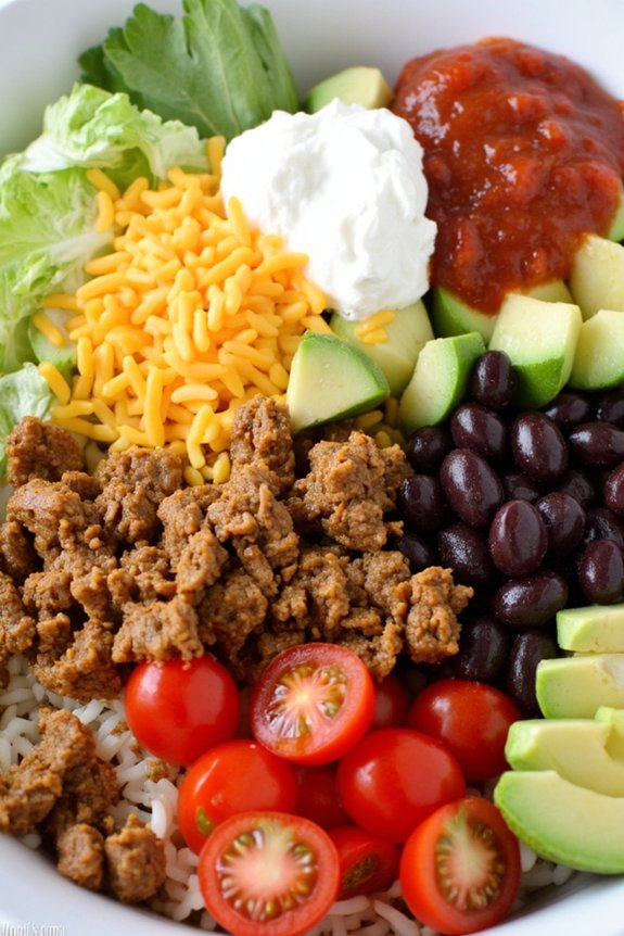 taco inspired customizable burrito bowl