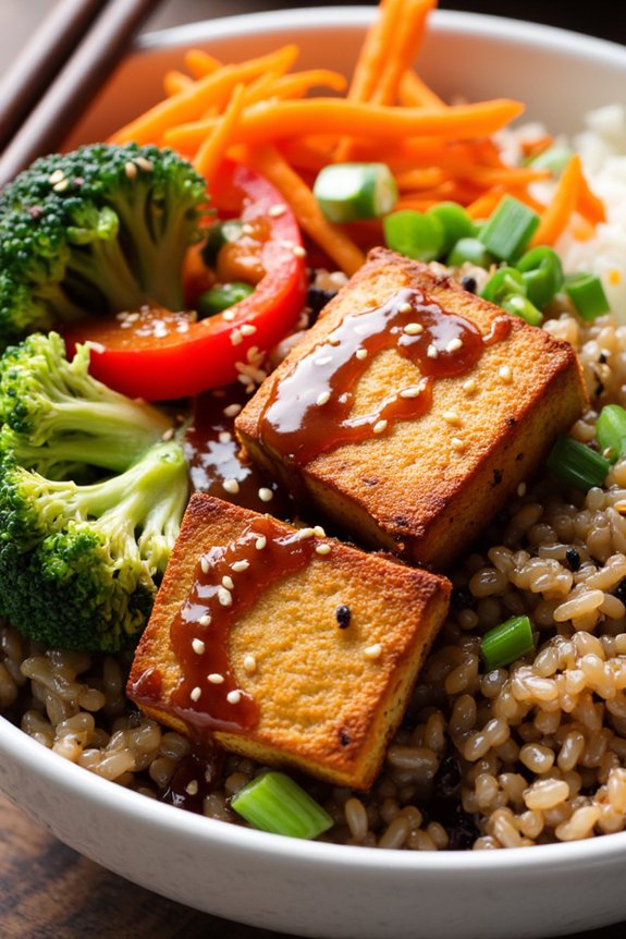 teriyaki tofu rice bowl