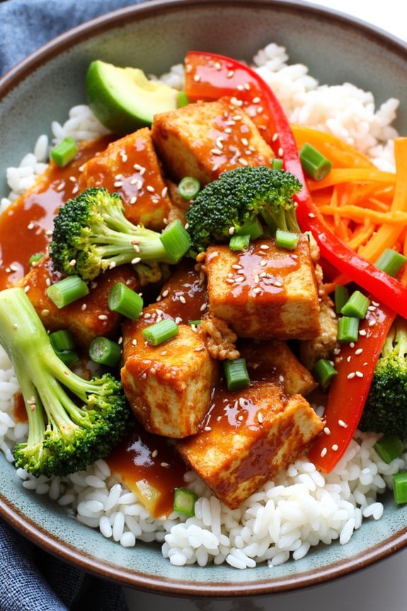 teriyaki tofu rice bowls