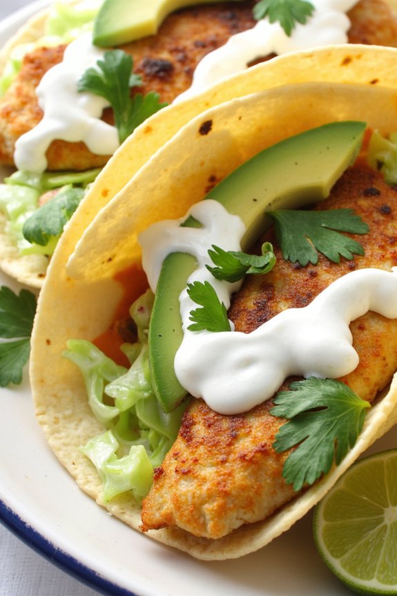 tilapia tacos with lime crema