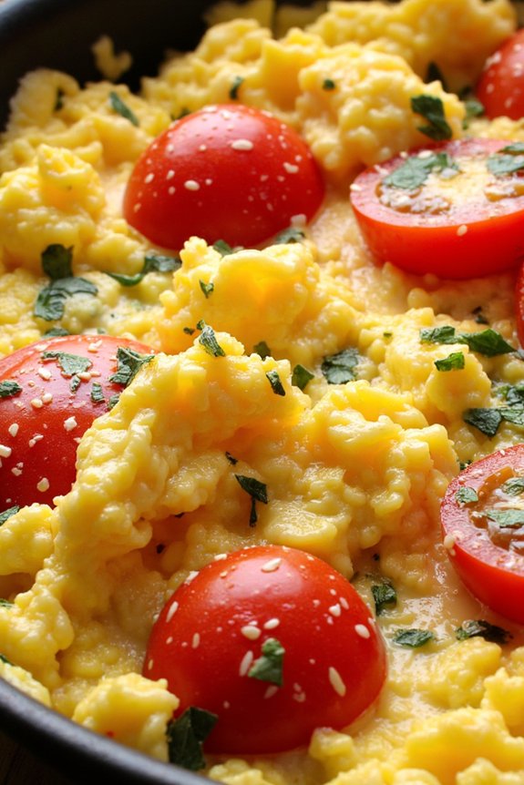 tomato basil egg scramble