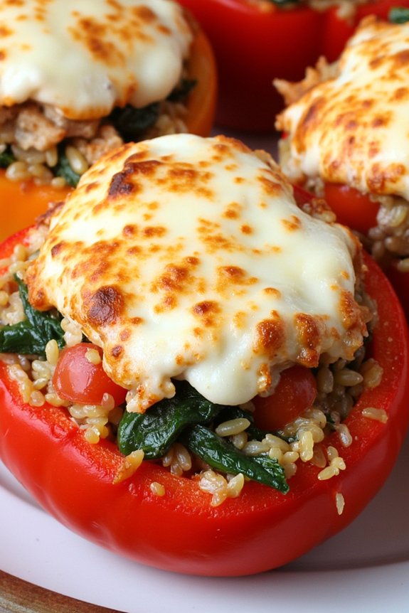 turkey spinach stuffed peppers