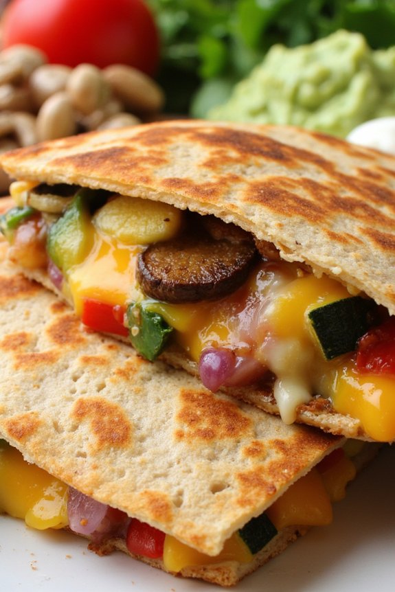 vegetable and cheese quesadillas