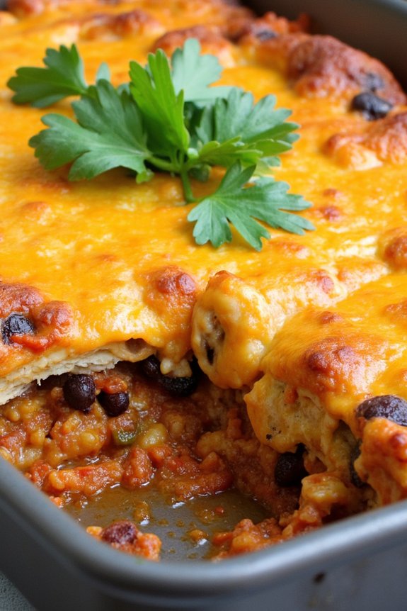 vegetable black bean enchilada bake
