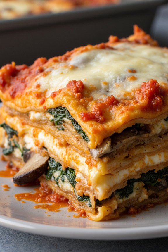vegetarian lasagna with mushrooms