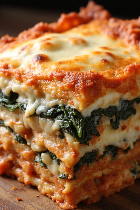 vegetarian lasagna with spinach