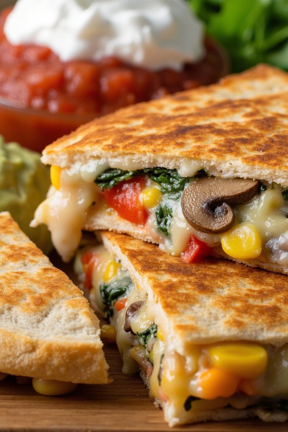 veggie filled cheesy quesadilla