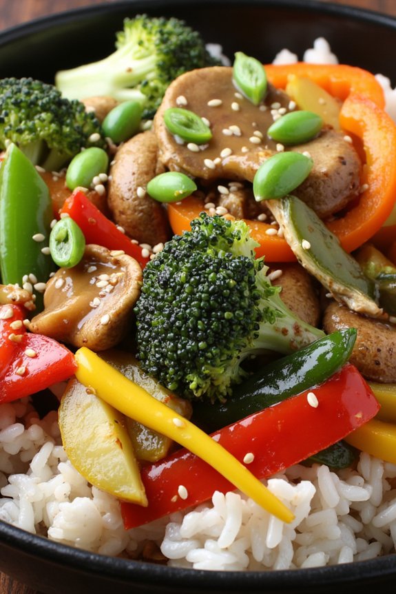 veggie stir fry rice bowl