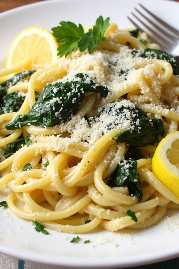 zesty spinach lemon capellini
