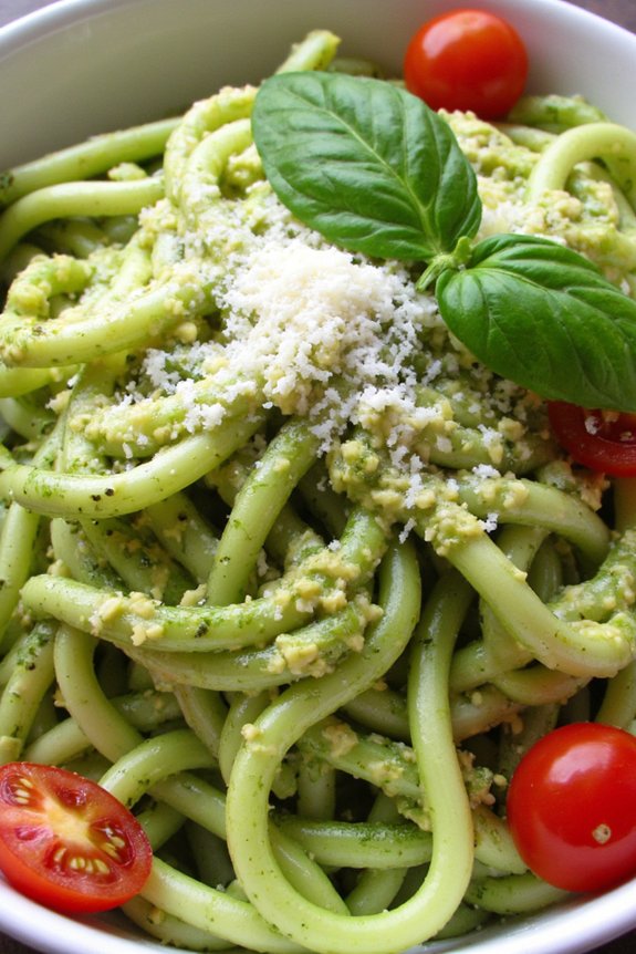 zucchini noodles with avocado pesto
