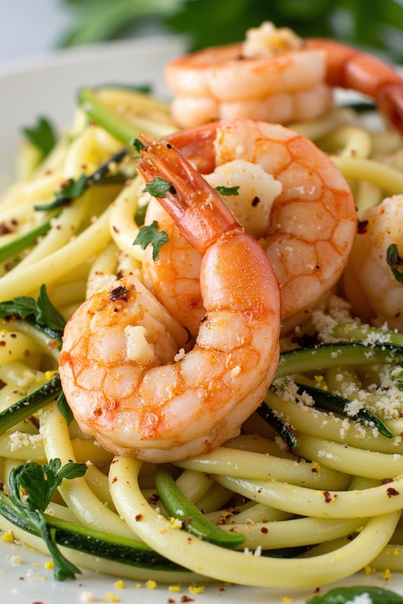 zucchini noodles with garlic shrimp