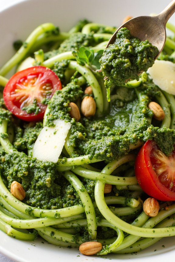 zucchini noodles with pesto
