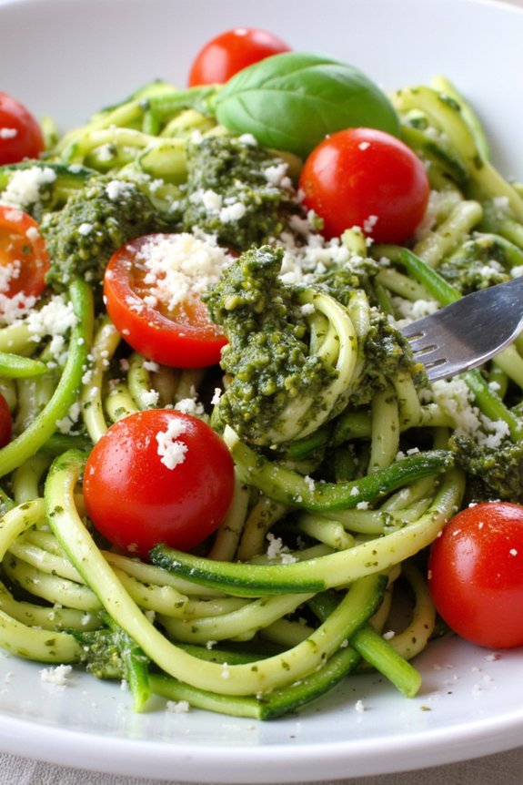 zucchini noodles with pesto