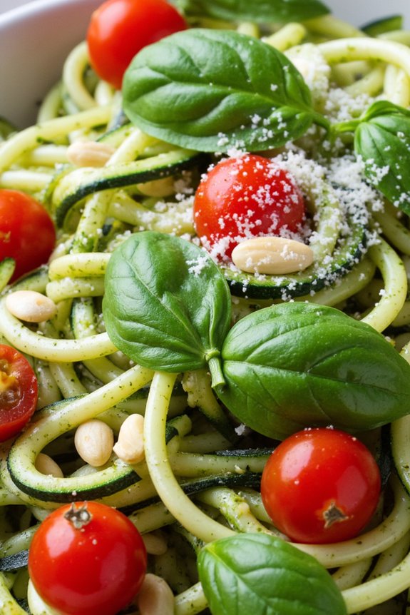 zucchini noodles with pesto