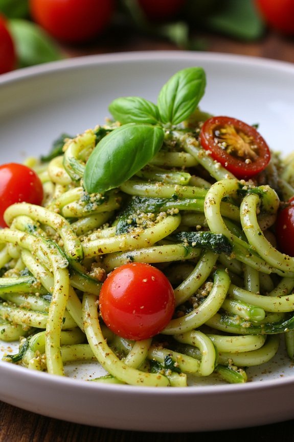 zucchini noodles with pesto