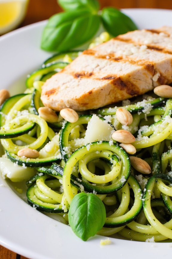 zucchini noodles with pesto