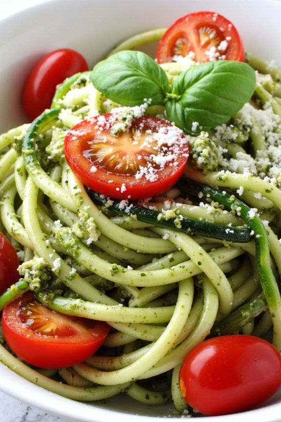 zucchini noodles with pesto