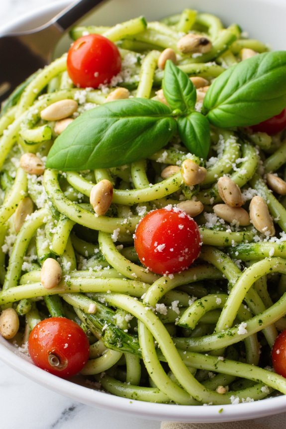 zucchini noodles with pesto