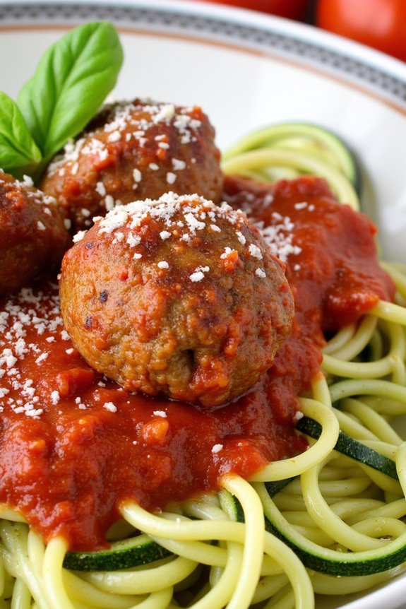zucchini noodles with turkey meatballs